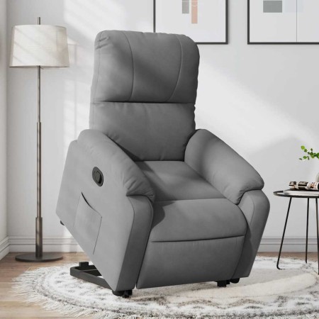 Sillón reclinable elevable tela de microfibra gris oscuro en Sillones | Comprar online en Foru.es