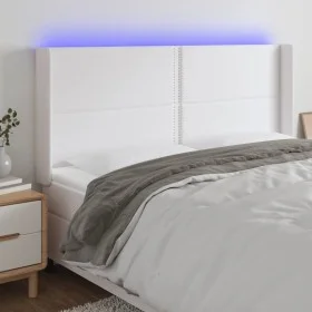 Kopfteil mit LED, weißem Kunstleder, 183 x 16 x 118/128 cm von , Kopf- und Fußteile - Ref: Foro24-3124011, Preis: 151,55 €, R...