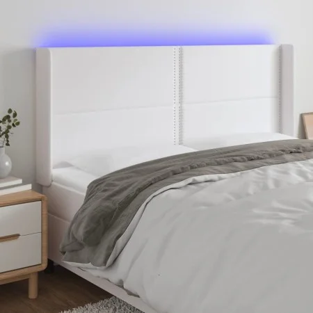 Kopfteil mit LED, weißem Kunstleder, 183 x 16 x 118/128 cm von , Kopf- und Fußteile - Ref: Foro24-3124011, Preis: 151,55 €, R...