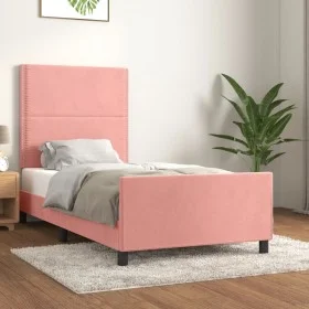 Rosa Samtbettgestell mit Kopfteil 90x200 cm von , Betten und Lattenroste - Ref: Foro24-3125677, Preis: 149,24 €, Rabatt: %