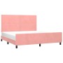 Estructura de cama con cabecero de terciopelo rosa 180x200 cm de , Camas y somieres - Ref: Foro24-3125713, Precio: 193,82 €, ...