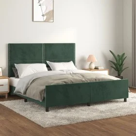 Dark green velvet bed frame with headboard 180x200 cm by , Beds and slatted bases - Ref: Foro24-3125711, Price: 245,94 €, Dis...