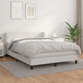 Cama box spring con colchón cuero sintético blanco 140x190 cm de , Camas y somieres - Ref: Foro24-3127188, Precio: 473,41 €, ...