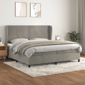 Cama box spring con colchón terciopelo gris claro 200x200 cm de , Camas y somieres - Ref: Foro24-3129171, Precio: 663,48 €, D...