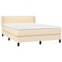 Cama box spring con colchón tela color crema 140x190 cm de , Camas y somieres - Ref: Foro24-3129550, Precio: 415,64 €, Descue...