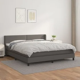 Cama box spring con colchón cuero sintético gris 160x200 cm de , Camas y somieres - Ref: Foro24-3130731, Precio: 501,24 €, De...