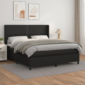 Cama box spring con colchón cuero sintético negro 160x200 cm de , Camas y somieres - Ref: Foro24-3132447, Precio: 581,44 €, D...