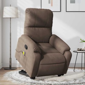 Sillón reclinable de masaje elevable tela de microfibra marrón en Sillones | Comprar online en Foru.es