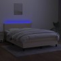 Cama box spring con colchón y LED tela crema 140x190 cm de , Camas y somieres - Ref: Foro24-3132994, Precio: 412,78 €, Descue...