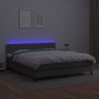 Cama box spring colchón y LED cuero sintético gris 160x200 cm de , Camas y somieres - Ref: Foro24-3134175, Precio: 507,57 €, ...