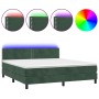 Cama box spring colchón y LED terciopelo verde oscuro 180x200cm de , Camas y somieres - Ref: Foro24-3134360, Precio: 524,34 €...