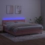 Cama box spring colchón y LED terciopelo rosa 180x200 cm de , Camas y somieres - Ref: Foro24-3134362, Precio: 483,26 €, Descu...