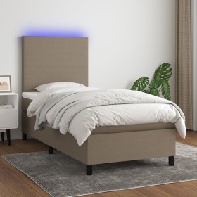 Cama box spring colchón y luces LED gris taupe 80x200 cm de , Camas y somieres - Ref: Foro24-3134673, Precio: 359,60 €, Descu...