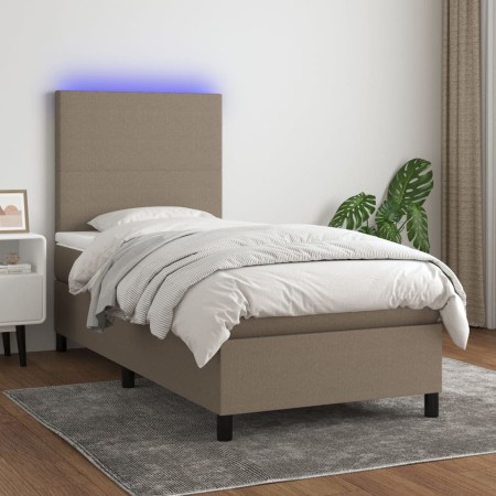 Cama box spring colchón y luces LED gris taupe 80x200 cm de , Camas y somieres - Ref: Foro24-3134673, Precio: 359,60 €, Descu...