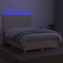 Cama box spring colchón y luces LED tela crema 140x190 cm de , Camas y somieres - Ref: Foro24-3135434, Precio: 478,63 €, Desc...