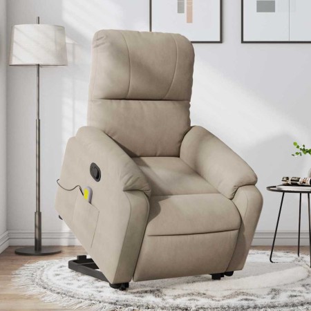 Sillón reclinable de masaje elevable tela microfibra gris taupe en Sillones | Comprar online en Foru.es
