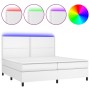 Cama box spring colchón y LED cuero sintético blanco 200x200 cm de , Camas y somieres - Ref: Foro24-3135904, Precio: 700,65 €...