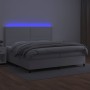 Cama box spring colchón y LED cuero sintético blanco 200x200 cm de , Camas y somieres - Ref: Foro24-3135904, Precio: 700,65 €...