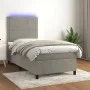 Box spring bed with mattress and LED light gray velvet 90x190 cm by , Beds and slatted bases - Ref: Foro24-3136035, Price: 31...