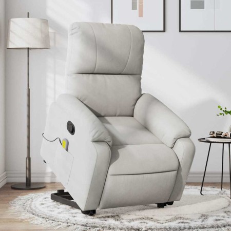 Sillón reclinable de masaje elevable tela microfibra gris claro en Sillones | Comprar online en Foru.es
