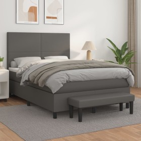Cama box spring con colchón cuero sintético gris 140x190 cm de , Camas y somieres - Ref: Foro24-3137543, Precio: 554,95 €, De...