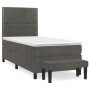 Cama box spring con colchón terciopelo gris oscuro 90x190 cm de , Camas y somieres - Ref: Foro24-3137756, Precio: 347,48 €, D...