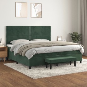 Cama box spring con colchón terciopelo verde oscuro 200x200 cm de , Camas y somieres - Ref: Foro24-3137806, Precio: 781,03 €,...