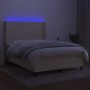 Cama box spring colchón y luces LED tela crema 140x190 cm de , Camas y somieres - Ref: Foro24-3138154, Precio: 502,40 €, Desc...