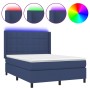 Cama box spring colchón y luces LED tela azul 140x190 cm de , Camas y somieres - Ref: Foro24-3138315, Precio: 513,65 €, Descu...