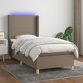 Cama box spring colchón y luces LED gris taupe 80x200 cm de , Camas y somieres - Ref: Foro24-3138673, Precio: 361,28 €, Descu...