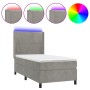 Cama box spring colchón y LED terciopelo gris claro 90x200 cm de , Camas y somieres - Ref: Foro24-3139481, Precio: 329,04 €, ...