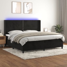 Cama box spring colchón y LED terciopelo negro 200x200 cm de , Camas y somieres - Ref: Foro24-3139525, Precio: 629,66 €, Desc...
