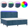 Cama box spring colchón y LED terciopelo azul oscuro 200x200 cm de , Camas y somieres - Ref: Foro24-3139527, Precio: 645,64 €...