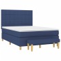 Cama box spring con colchón tela azul 140x190 cm de , Camas y somieres - Ref: Foro24-3137155, Precio: 539,53 €, Descuento: %