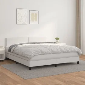 Cama box spring con colchón cuero sintético blanco 180x200 cm de , Camas y somieres - Ref: Foro24-3141078, Precio: 536,61 €, ...