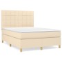 Cama box spring con colchón tela color crema 140x190 cm de , Camas y somieres - Ref: Foro24-3142334, Precio: 478,78 €, Descue...