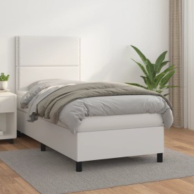 Cama box spring con colchón cuero sintético blanco 90x190 cm de , Camas y somieres - Ref: Foro24-3142762, Precio: 331,59 €, D...