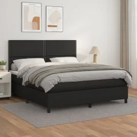 Cama box spring con colchón cuero sintético negro 180x200 cm de , Camas y somieres - Ref: Foro24-3142797, Precio: 587,84 €, D...
