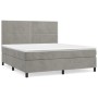 Cama box spring con colchón terciopelo gris claro 180x200 cm de , Camas y somieres - Ref: Foro24-3142977, Precio: 558,81 €, D...