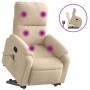 Sillón reclinable de masaje elevable tela de microfibra crema en Sillones | Comprar online en Foru.es