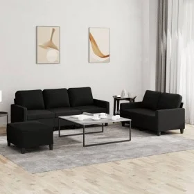 Juego de sofás con cojines 3 piezas tela negro de , Sofás - Ref: Foro24-3201472, Precio: 580,81 €, Descuento: %