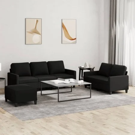 Juego de sofás con cojines 3 piezas tela negro de , Sofás - Ref: Foro24-3201472, Precio: 580,81 €, Descuento: %