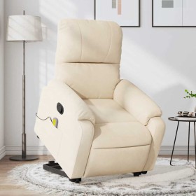 Sillón reclinable de masaje elevable tela de microfibra beige en Sillones | Comprar online en Foru.es