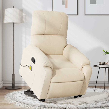 Sillón reclinable de masaje elevable tela de microfibra beige en Sillones | Comprar online en Foru.es