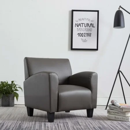 Sillón de cuero sintético gris de , Sillones - Ref: Foro24-248619, Precio: 181,08 €, Descuento: %