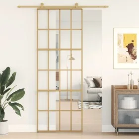 Sliding door made of transparent ESG glass and golden aluminum by , Doors for the home - Ref: Foro24-155172, Price: 149,22 €,...