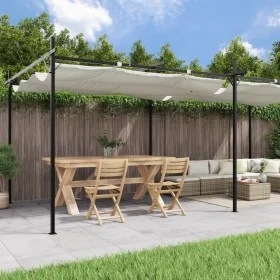 Pérgola con cubierta retráctil color crema 589x292x230 cm de , Carpas y cenadores - Ref: Foro24-360120, Precio: 429,93 €, Des...