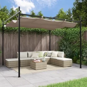 Pérgola con cubierta retráctil gris taupe 295x292x230 cm de , Carpas y cenadores - Ref: Foro24-360115, Precio: 233,19 €, Desc...