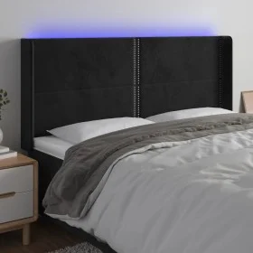 Black velvet headboard with LED 183x16x118/128 cm by , Headboards and footboards - Ref: Foro24-3123970, Price: 108,57 €, Disc...