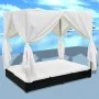 Tumbona con cortinas de ratán sintético negro de vidaXL, Camas para exteriores - Ref: Foro24-42948, Precio: 507,23 €, Descuen...